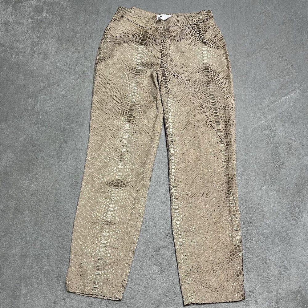 By The Way‎ Metallic Gold Snakeskin Print High Waisted Straight Leg Pants Medium